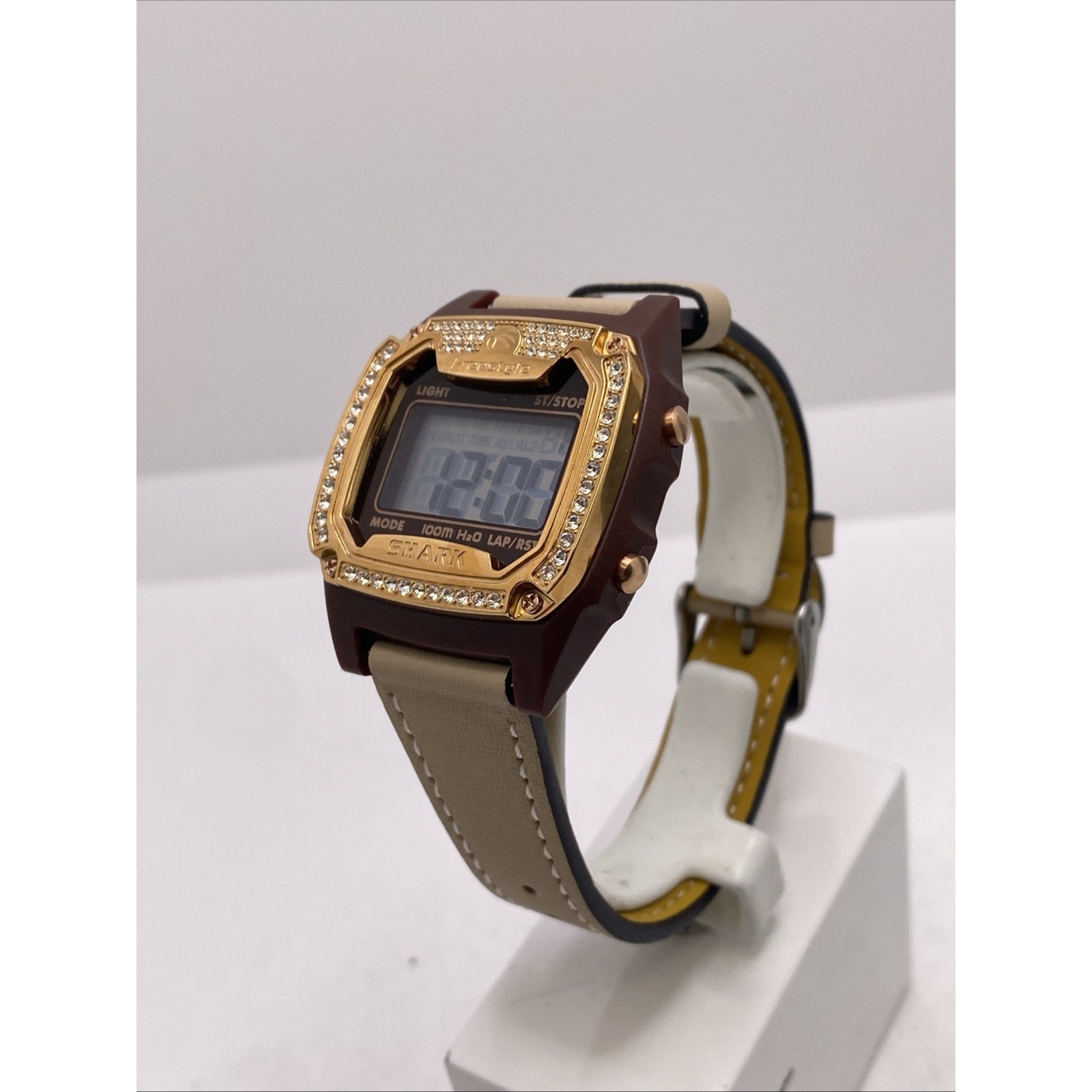 Freestyle Shark Rosegold Rhinestone Tan Leather Band Surfing Watch New Battery — image 3 of 8